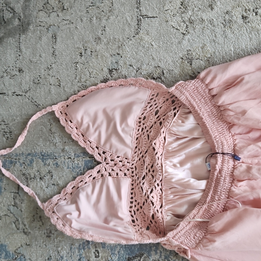 Pink Halter Crochet Dress - Picture 6 of 6